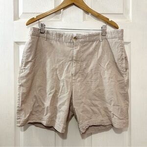 Tailorbyrd Shorts Seersucker Men's Khaki White Striped Size 38 Waist